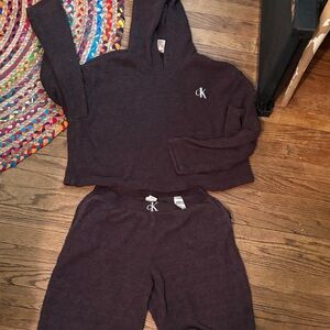Calvin Klein Women’s Brown Sweatpants & Hoodie Set or Sleepwer